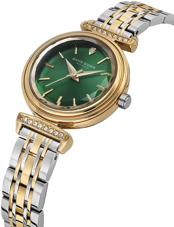 David Guner DG-9066LA-D10 Kadın Kol Saati Yeşil Kadran Çelik Kordon 29 mm