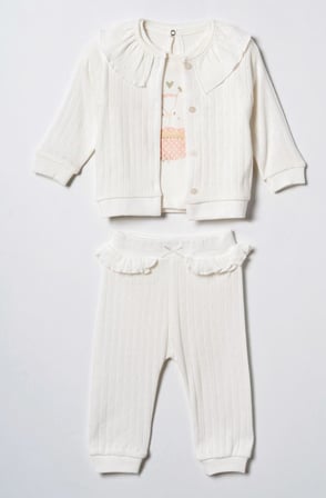 Ciccim Baby 3lü Takım Hırkalı First Spring Joy Ekru 6/9 ay