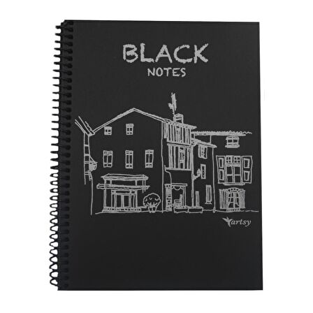 Gürmat 17x24 Siyah Yapraklı Defter Spiralli 40 Yaprak