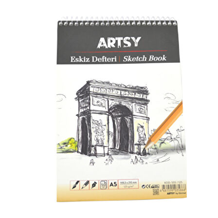 Artsy A5 Eskiz Defteri 148,5 X 210 Mm Ebatlarında 125 Gr 50 Yaprak