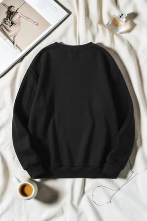 Unisex Sımple City Baskılı Bisiklet Yaka Sweatshirt