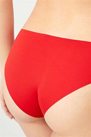 COTTONHİLL Siyah Klasik Basic Lazer Kesim Kadın Bikini Külot-0462-KIRMIZI