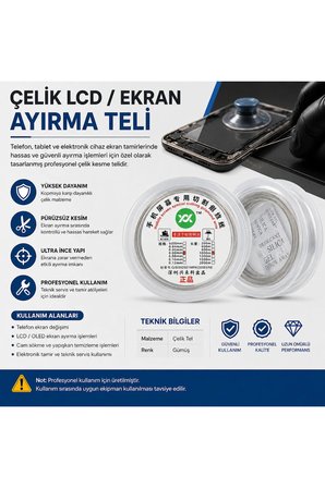 Çelik LCD/Ekran Ayırma Teli – 0.03MM - 1000 Metre Profesyonel Kesme Teli