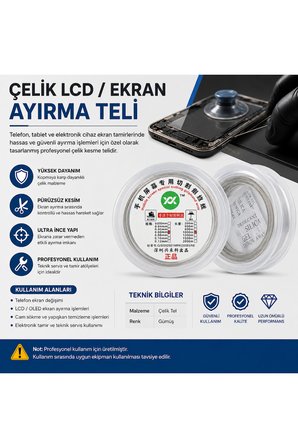 Çelik LCD/Ekran Ayırma Teli – 0.08MM - 1000 Metre Profesyonel Kesme Teli