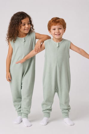 1 Tog Yazlık Çocuk Uyku Tulumu 1-8 Yaş Unisex Kısa Kollu %100 Pamuk Waffle 2702 