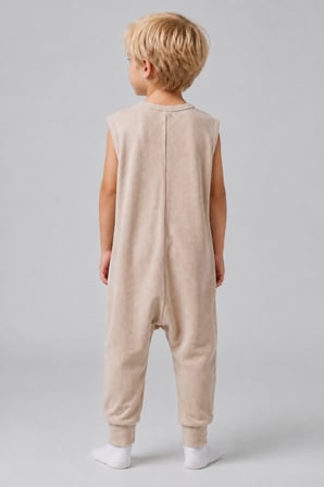 1 Tog Yazlık Çocuk Uyku Tulumu 1-8 Yaş Unisex Kısa Kollu %100 Pamuk Waffle 2702 