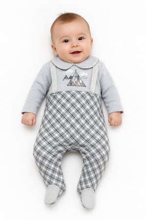 Erkek Bebek Tavşan Desenli Patikli Tulum 12536