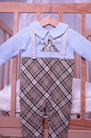 Babyhola Salopet Görünümlü Erkek Bebek Tulum 12615