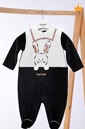 Babyhola Kadife Kız Erkek Bebek Patikli Tulum 12572