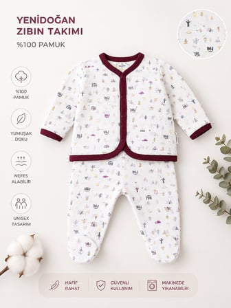Unisex Yenidoğan Bebek Zıbın Takımı 12766