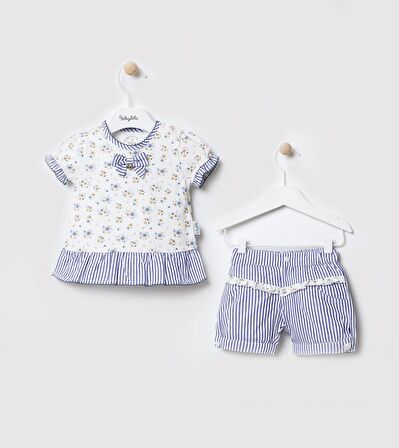 Marin Desen Çiçekli Bayramlık Kız Bebek Takım 12939