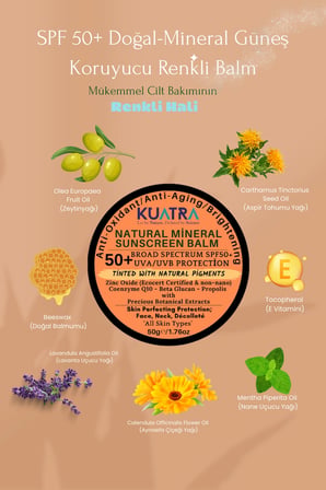Kuatra SPF 50+ Doğal-Mineral Güneş Koruyucu Renkli Balm 50ml