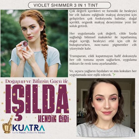 Violet Shimmer Lip-Cheek-Eye ‘Tint’ Doğal İçerikli Allık, Ruj, Göz Farı (Makyaj ve Cilt Bakımı)