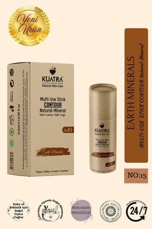 Kuatra Stick Kontür, Earth Minerals doğal, mineral, antioksidan, nemlendirici formül, plastiksiz ambalaj