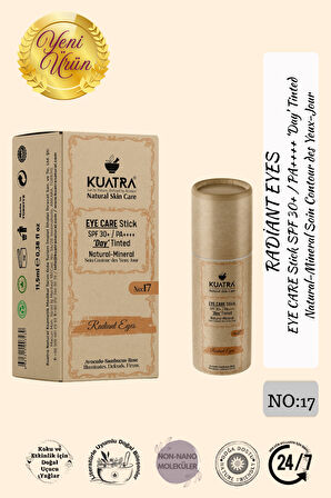 KUATRA Radiant Eyes Göz Çevresi Doğal Mineral Antiaging, Antioksidan Gündüz Bakım Stick SPF 30+ / PA++++ Renkli