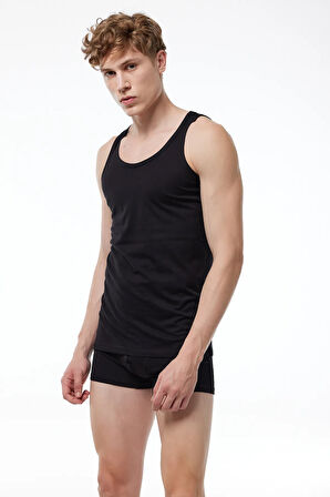 Erkek 4 lü Paket Siyah Modal Yaz Serinliği Atlet 4M082