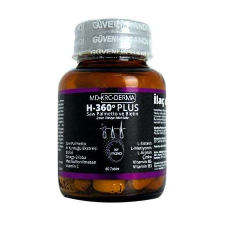 Hair 360 Plus Saw Palmetto ve Biotin İçeren Takviye Edici Gıda 60 Tablet