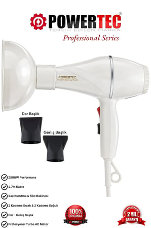 Powertec TR-501+Renkli Vigo Başlıklı Profesyonel Renkli Fön Makinesi