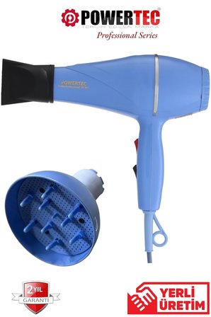 Powertec TR-501+Renkli Vigo Başlıklı Profesyonel Renkli Fön Makinesi