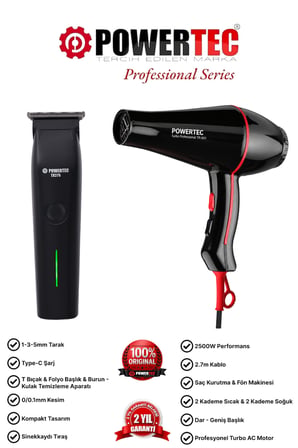 TR-601 Fön Makinesi + TR-375 Erkek Bakım Kiti (Hediye Paketli Çeyiz Seti)