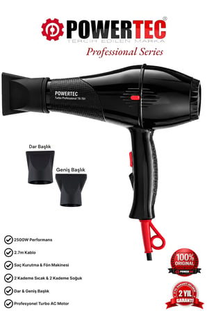 Powertec TR-701 Kuaför Tipi Profesyonel Fön Makinesi 2500W Performans
