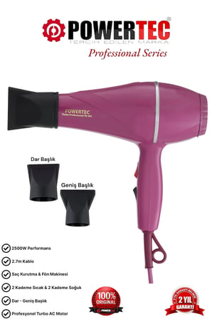 Powertec TR-501 Profesyonel Renkli Fön Makinesi Mor