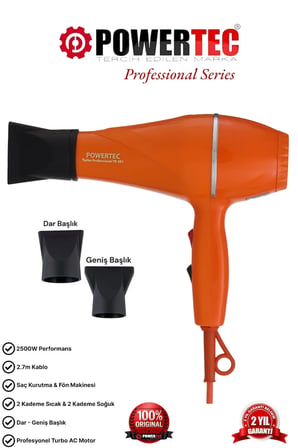 Powertec TR-501 Profesyonel Saç Kurutma ve Fön Makinesi Turuncu Renk