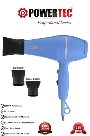 Powertec TR-501 Profesyonel Renkli Fön Makinesi Mavi