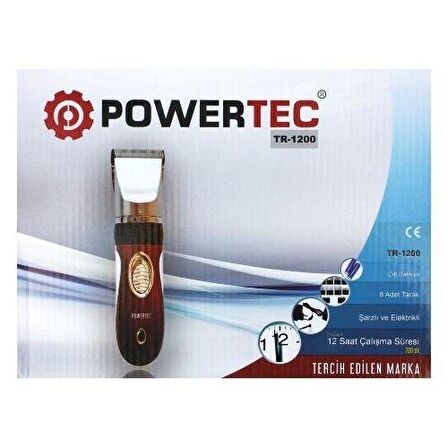 Powertec TR-1200 8 Başlıklı Şarjlı Kuru Saç-Sakal Çok Amaçlı Tıraş Makinesi 