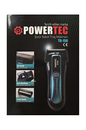 Powertec TR-150 2 Başlıklı Şarjlı Kuru Sakal Kesme Makinesi 