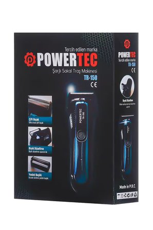 Powertec TR-150 Profesyonel Şarjlı Günlük Sakal Tıraş Makinesi Sinekkaydı Tıraş ve Erkek Bakım
