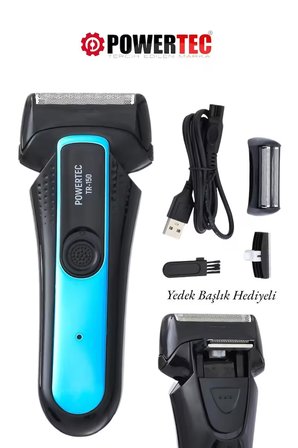 Powertec TR-150 Profesyonel Şarjlı Günlük Sakal Tıraş Makinesi Sinekkaydı Tıraş ve Erkek Bakım