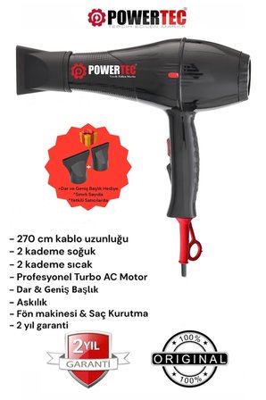 Powertec TR-701 Profesyonel Fön Makinesi 12 ADET