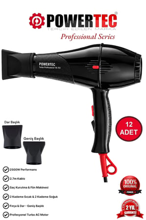 Powertec TR-701 Profesyonel Fön Makinesi 12 ADET