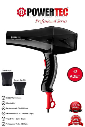 Powertec TR-901 Profesyonel Fön Makinesi 12 ADET