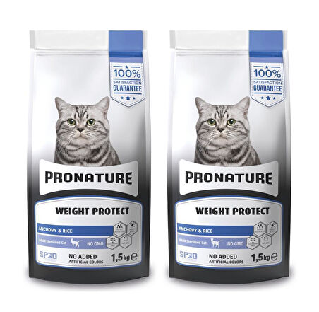 Pronature Hamsili ve Pirinçli Kısırlaştırılmış Yetişkin Kedi Maması 1,5Kg * 2 Adet