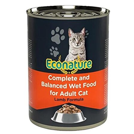 Econature Lamb Kuzu Etli Kedi Konservesi 400 Gr x 12 Adet