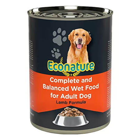 Econature Kuzu Etli Büyük Irk Yetişkin Yaş Köpek Maması 400 gr x 12 Adet