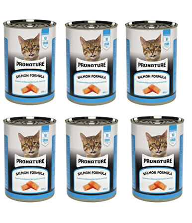 Pronature Somonlu Tahılsız 400 gr x 6 Adet Ezme Yetişkin Kedi Konservesi