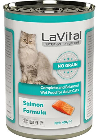 Lavital Püre Somon Etli Kedi Konservesi 400 Gr x 4 Adet