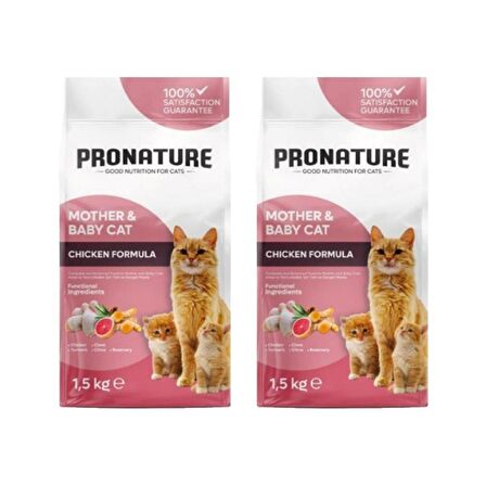 Pronature Mother & Baby Tavuk Etli Kuru Kedi Maması 1,5 Kg*2 Adet