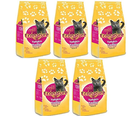 Econature Tavuklu Yetişkin Kedi Maması 1 Kg*5 Adet