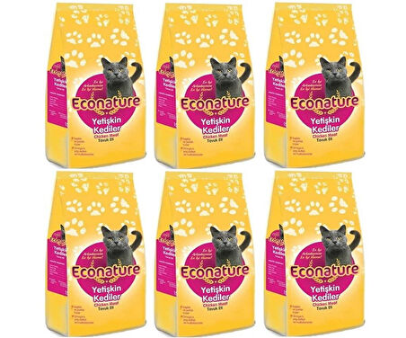 Econature Tavuklu Yetişkin Kedi Maması 1 Kg*6 Adet