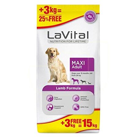 Lavital Kuzu Etli Büyük Irk Yetiskin Köpek Mamasi 12 + 3 Kg