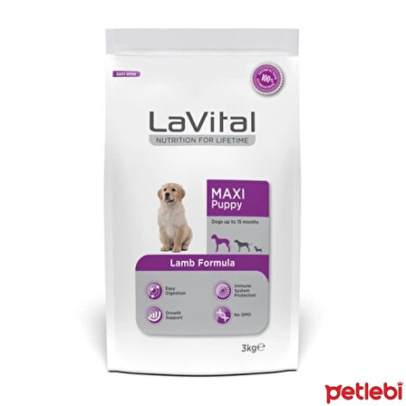 LaVital Maxi Puppy Büyük Irk Kuzulu Yavru Köpek Maması 3kg