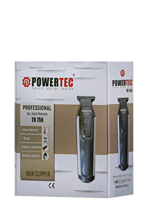 Powertec TR-758 Kablosuz Kuru Saç-Sakal Çok Amaçlı Tıraş Makinesi 