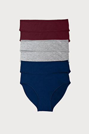 Kadın Ten Ekru Bordo 6 Lı Paket Modal Dar Kalıp Ara Bel Slip Külot 187