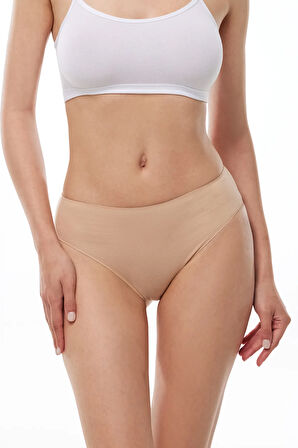 Kadın Ten Ekru Bordo 6 Lı Paket Modal Dar Kalıp Ara Bel Slip Külot 187