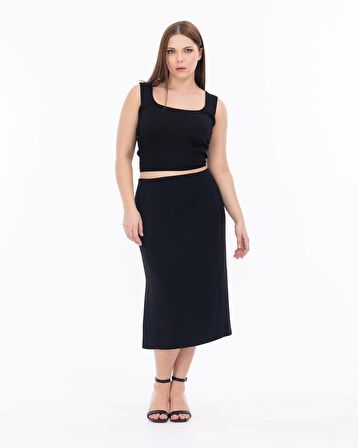 Gala-xi Büyük Beden Siyah Kadın Etek 23112001019