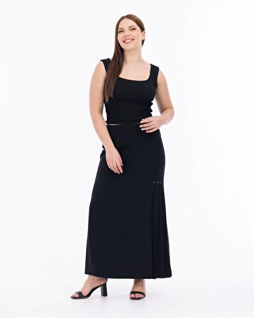 Gala-xi Büyük Beden Siyah Kadın Etek 23112001020